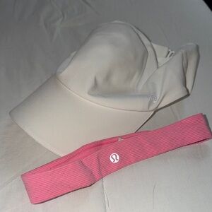 lululemon athletica White Cap and Pink Headband Duo